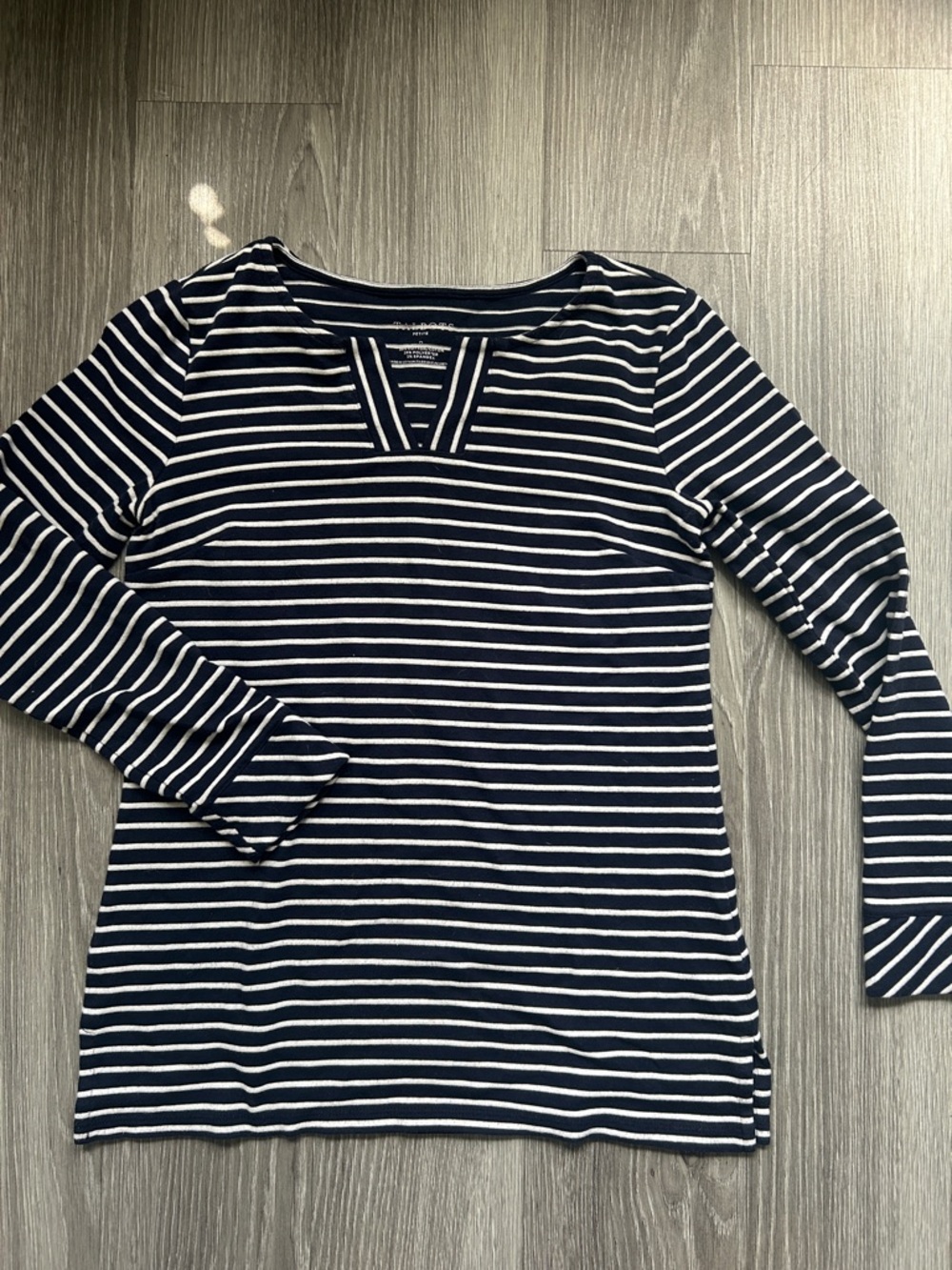 Talbot’s S Petite Marine Stripe Long-Sleeve Shirt